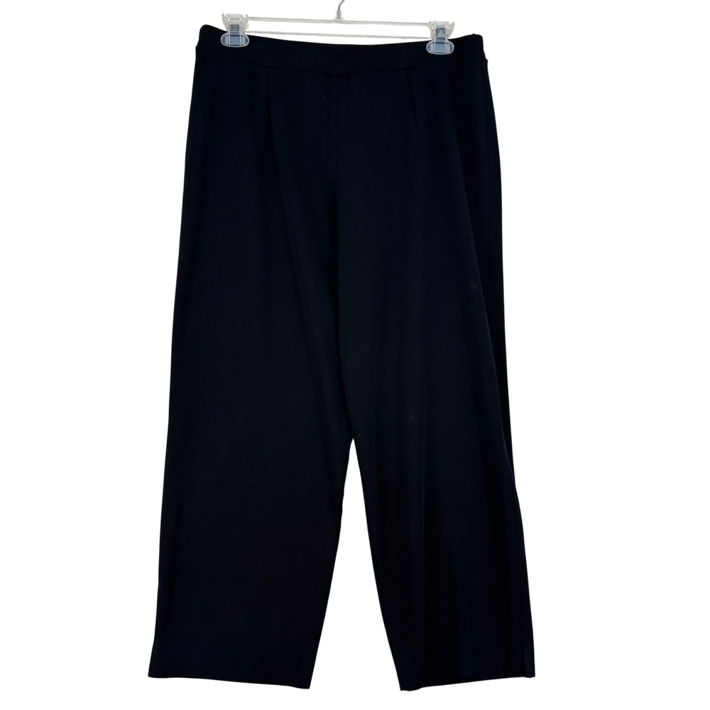 Misook Knit Ankle Pant Size XL Black Pull On Straight Leg Elastic Waist Slit Hem